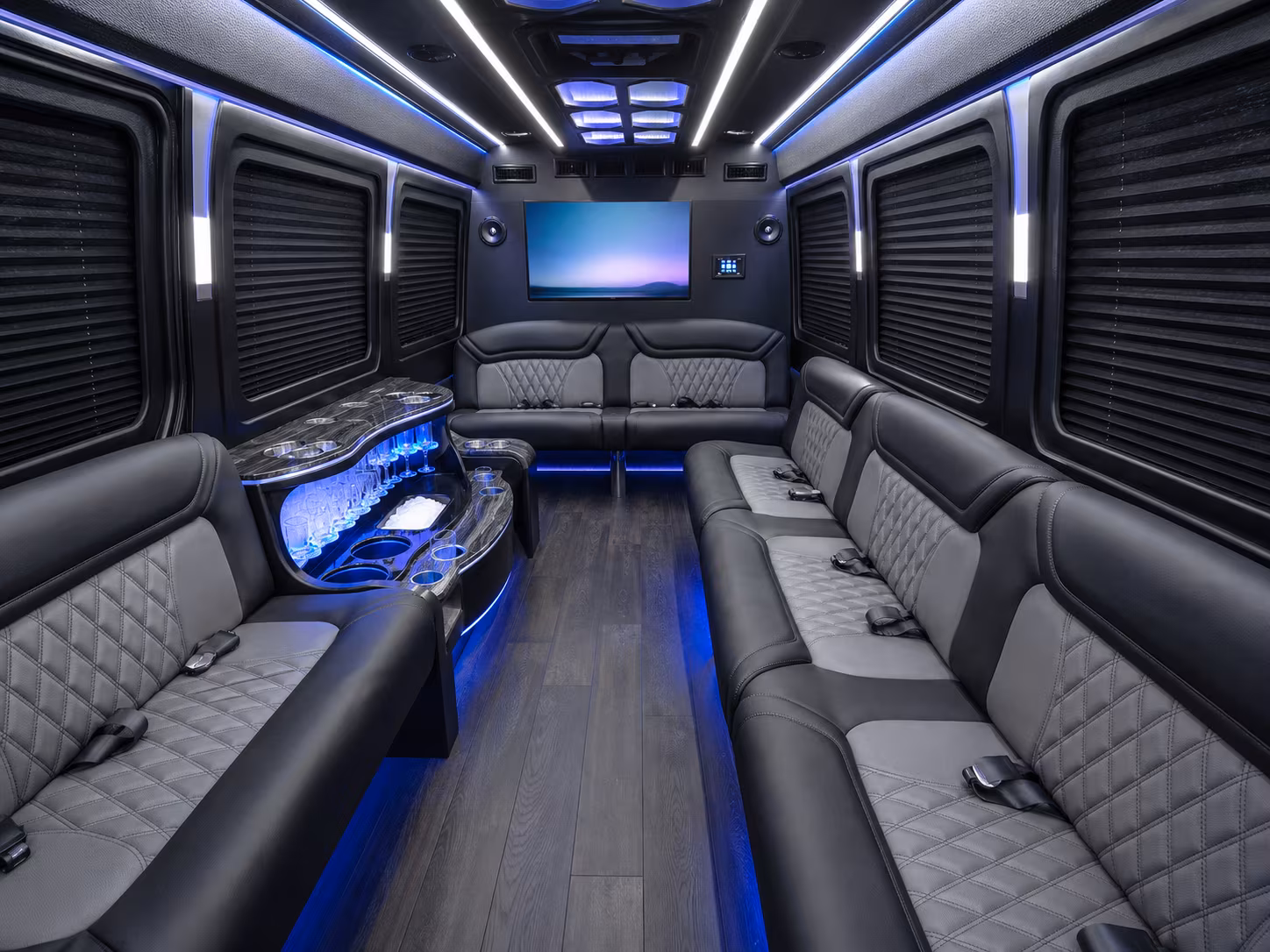 hollywood 18 passenger party bus inside