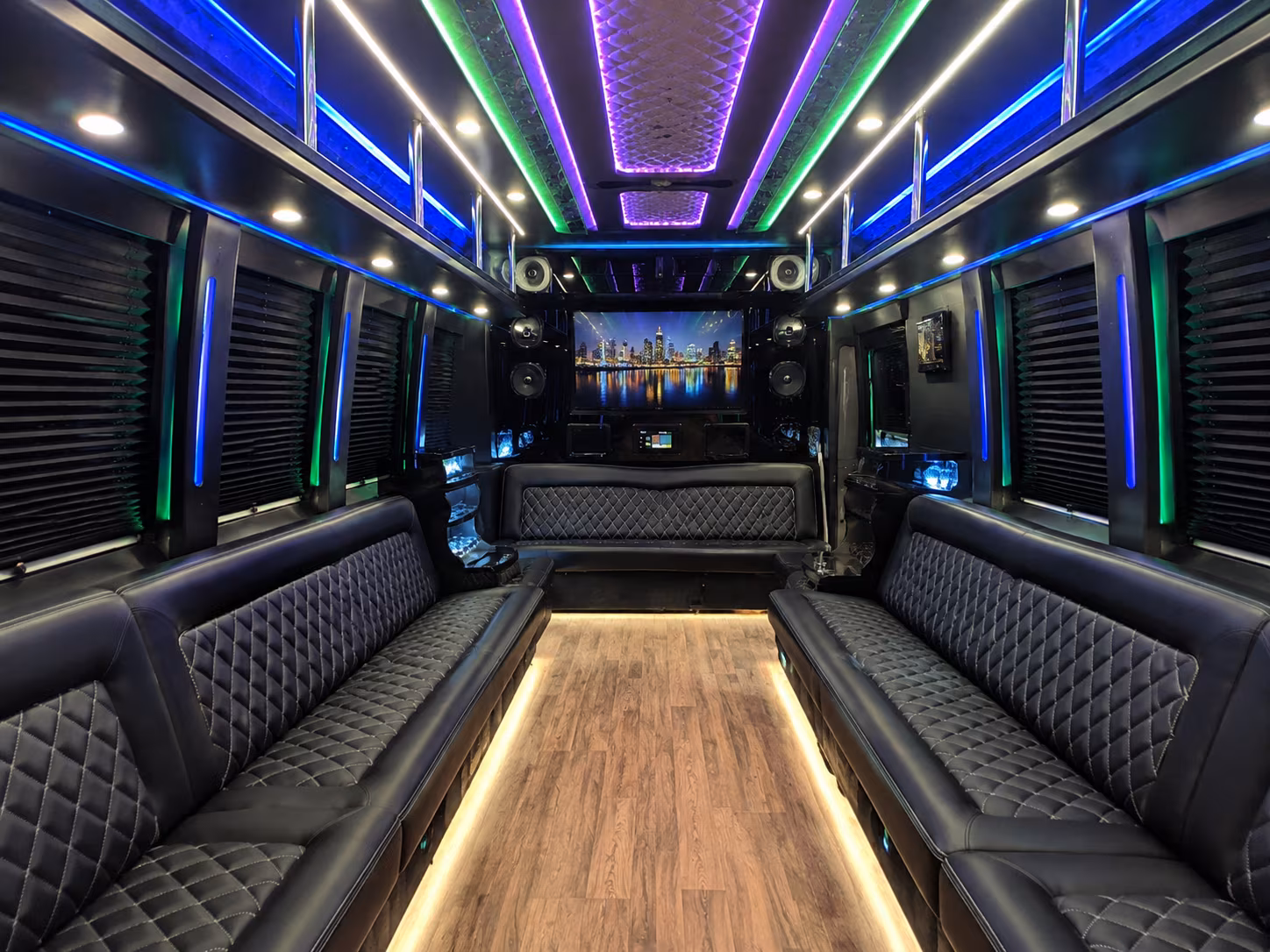 hollywood 25 passenger party bus interior
