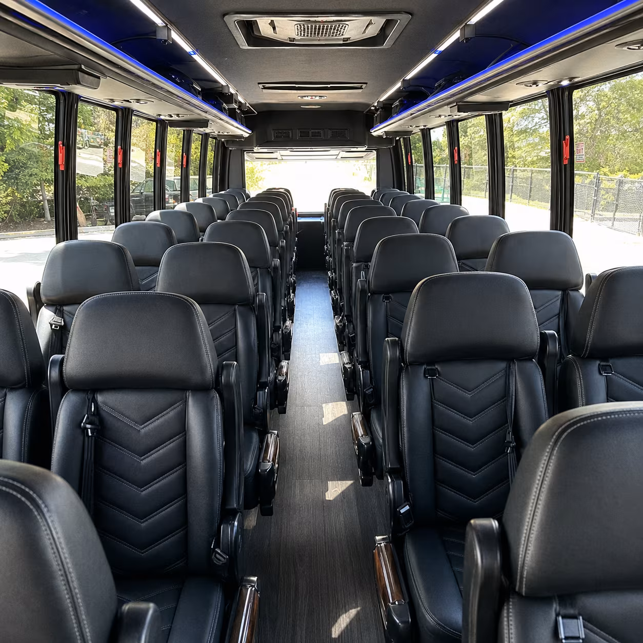 hollywood 28 passenger minibus inside