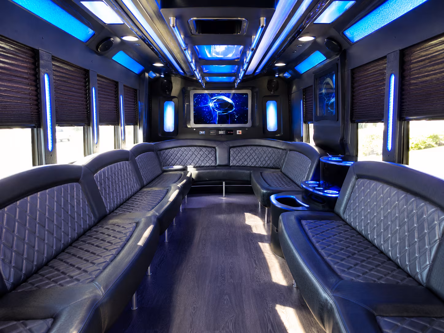 hollywood 28 passenger party bus inside