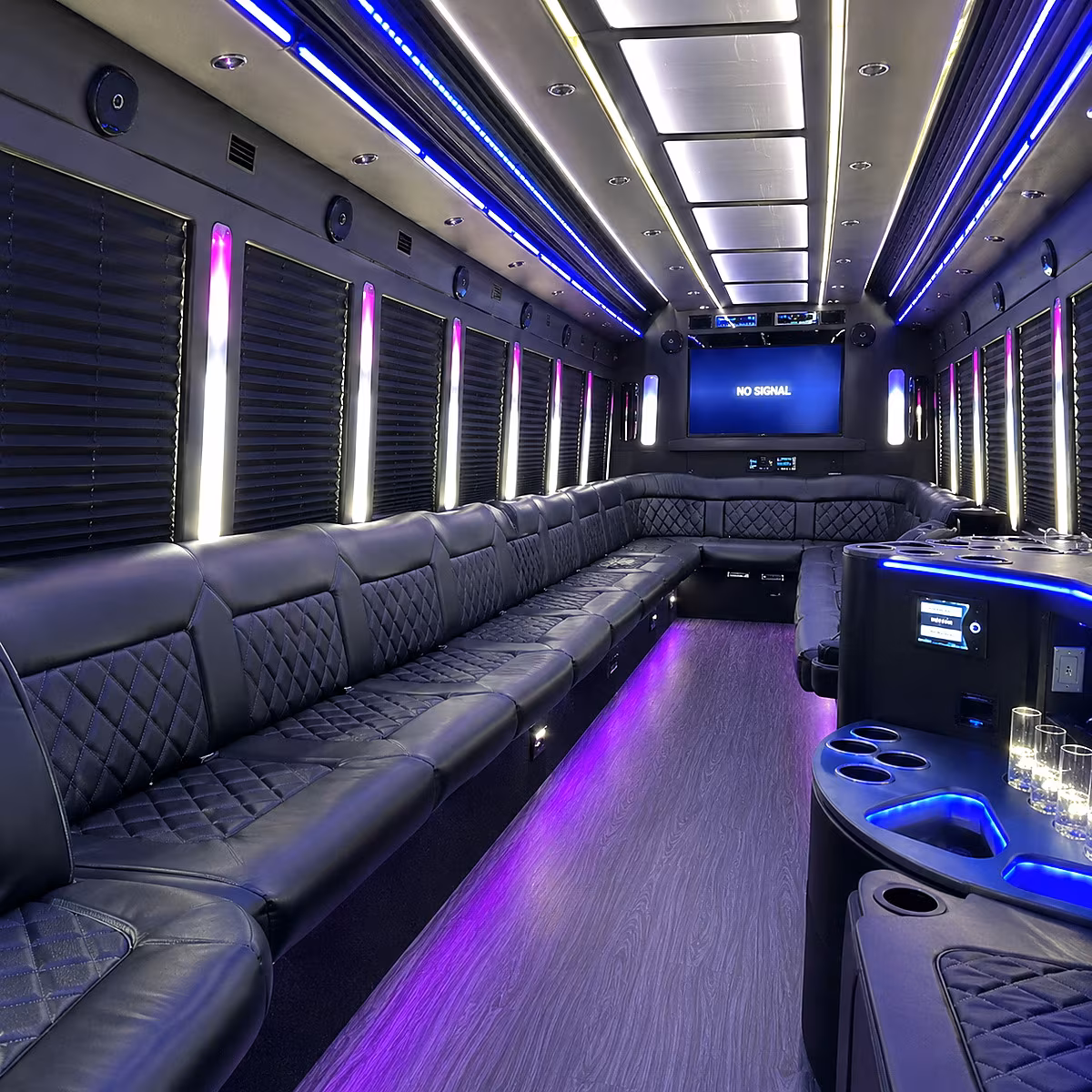 hollywood 30 passenger party bus inside