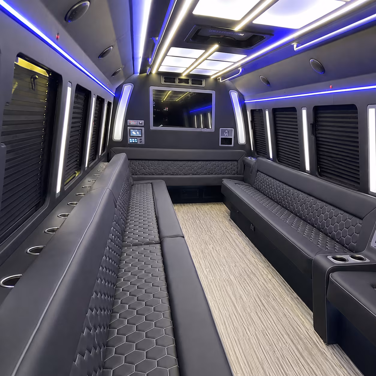 hollywood 40 passenger party bus inside