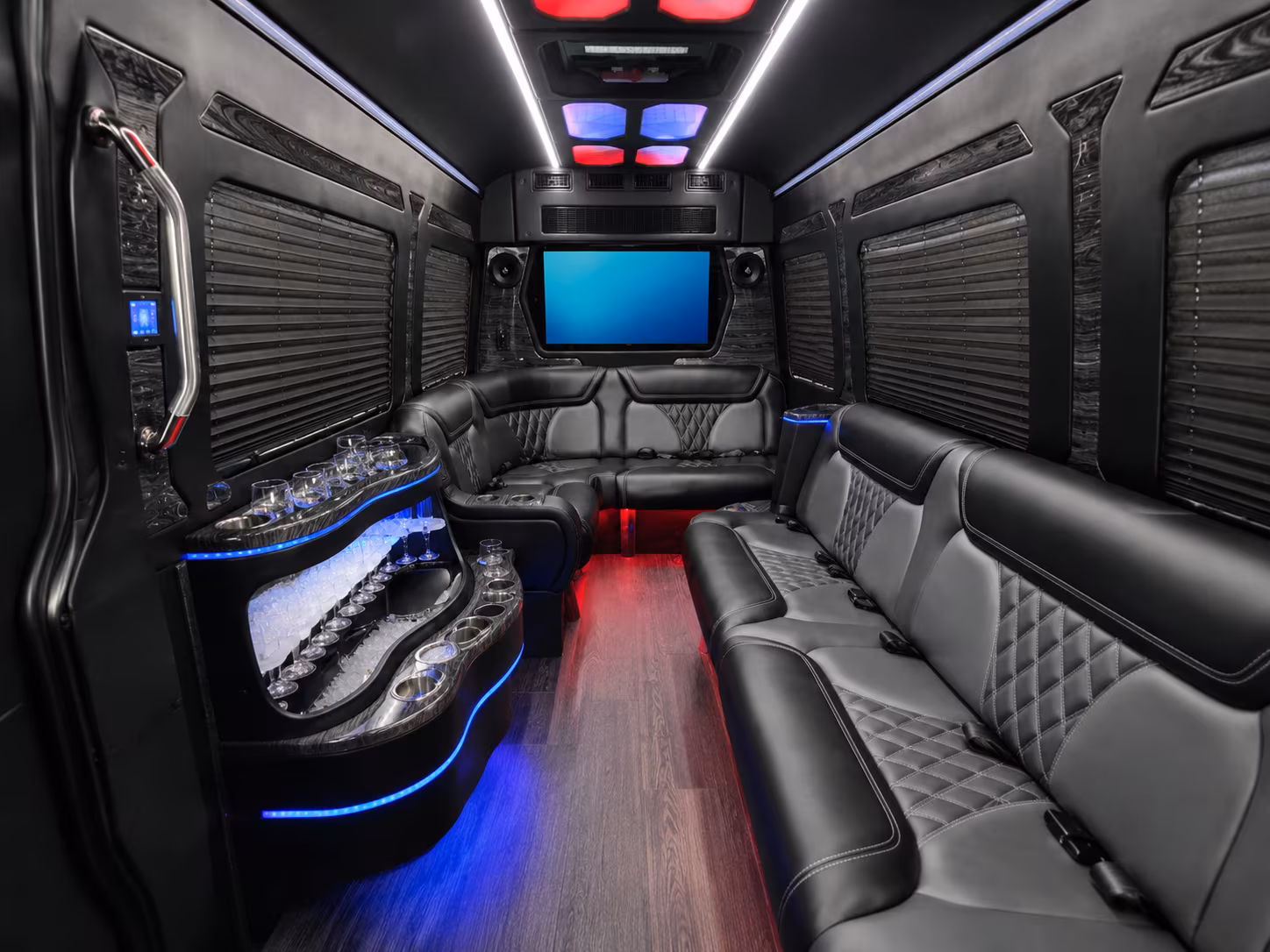 hollywood 50 passenger party bus interior